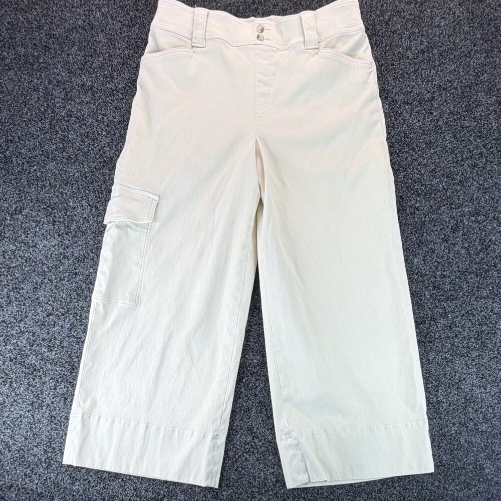 SPANX Women's XL White Cropped Wide Leg Cargo Pants Capris